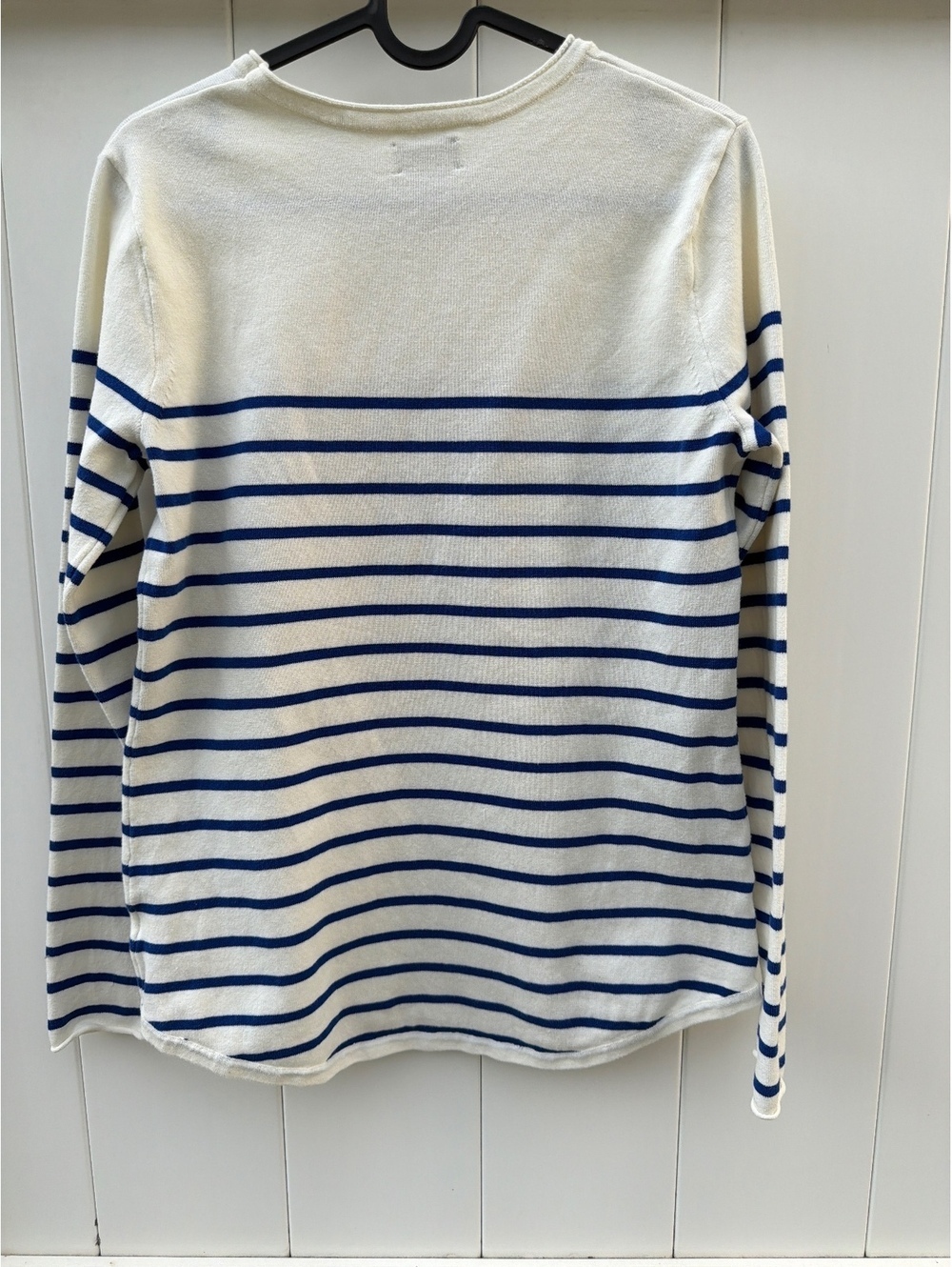 Duluth Trading Women's XS White Blue Striped Crew Neck Sweater - Picture 3 of 8